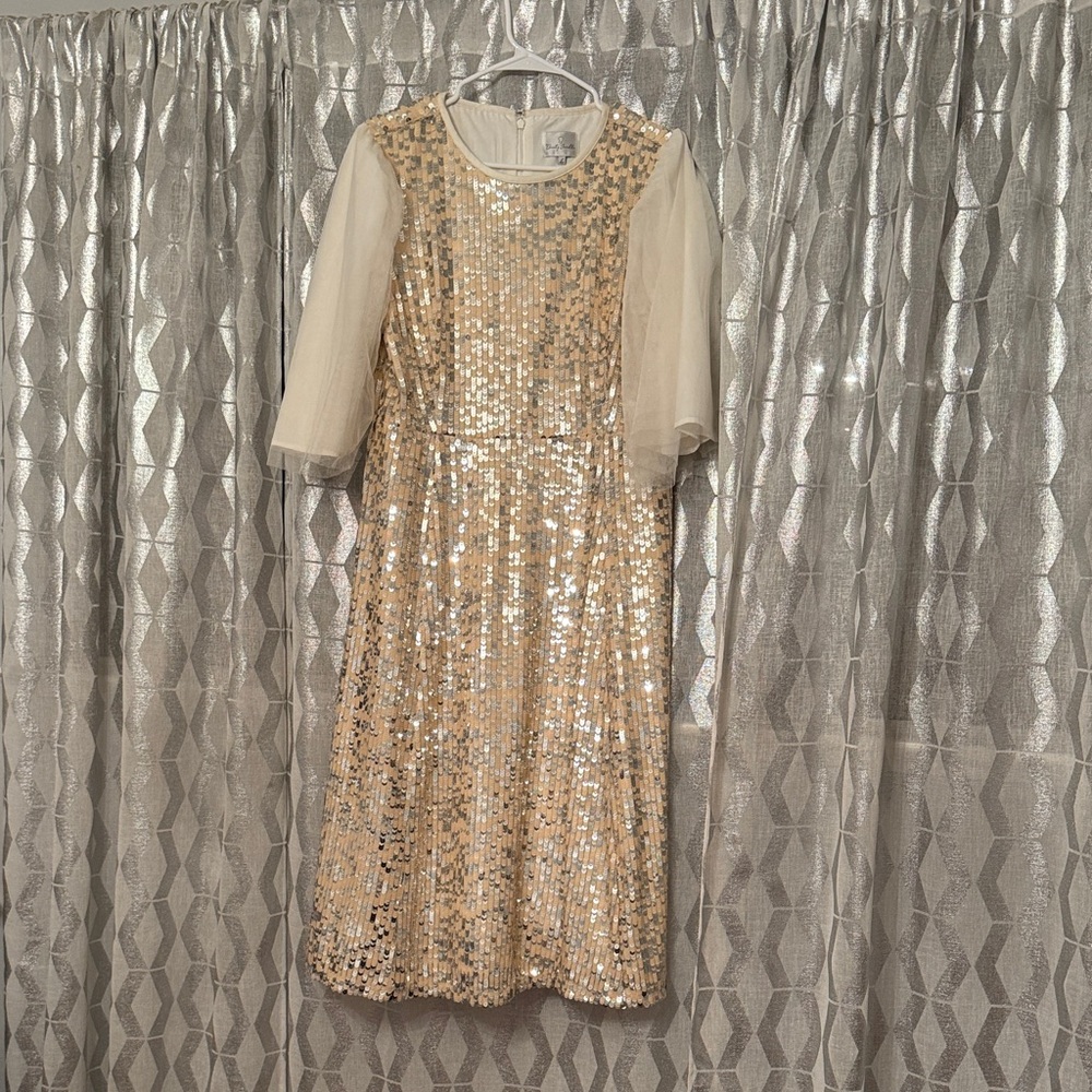 Dainty Jewells Sparkling Silver and Cream Midi Dress
